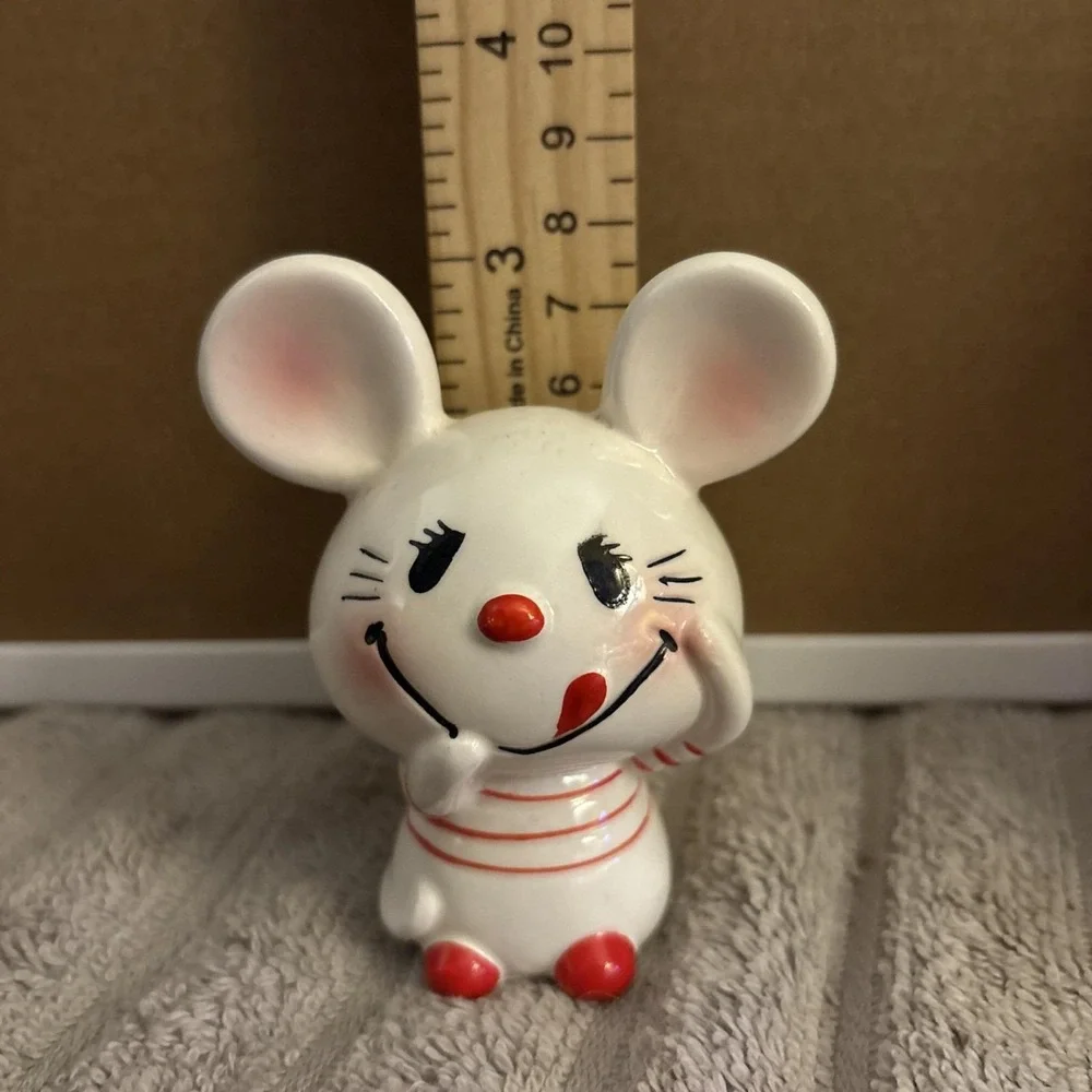 Mouse Ceramic Naito Rune/Inarco Japan 1960-1970 Very Rare Foil Tag HTF  Collect
